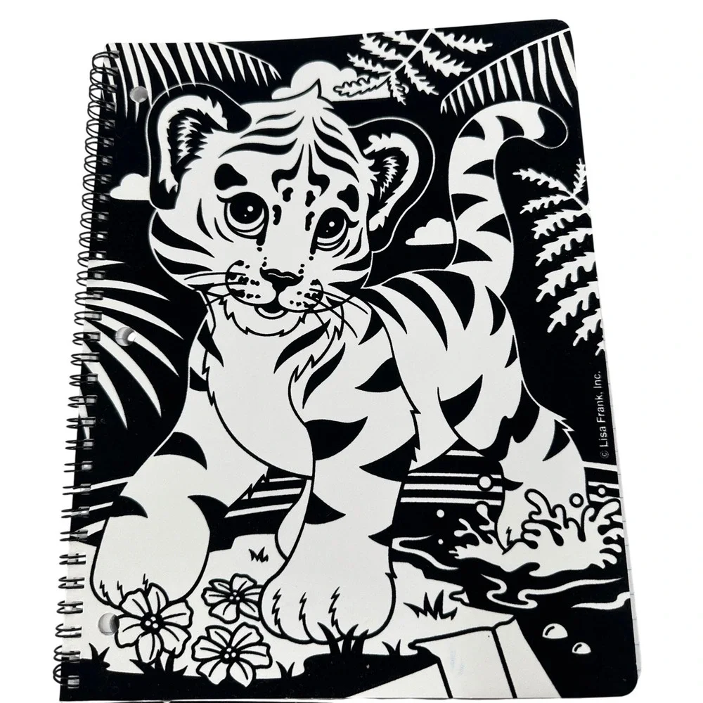 Lisa Frank Vintage Velvet‎ Fuzzy Spiral Notebooks Set of 4 Tiger Leopard Moon